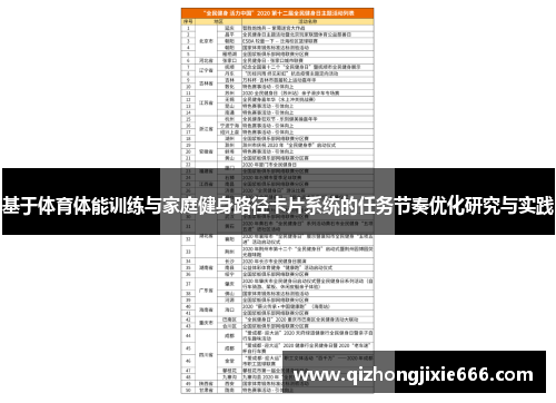基于体育体能训练与家庭健身路径卡片系统的任务节奏优化研究与实践